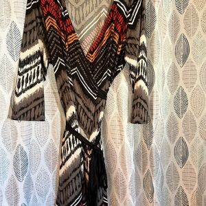 LuLaRoe Red and Black Patterned Long Sleeve Dress